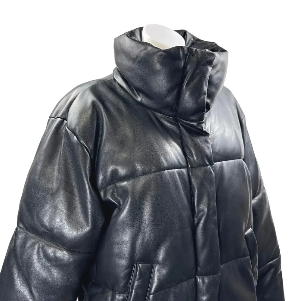 Abercrombie & Fitch Women's Black Long Sleeve Quilted Puffer Coat Jacket Size L